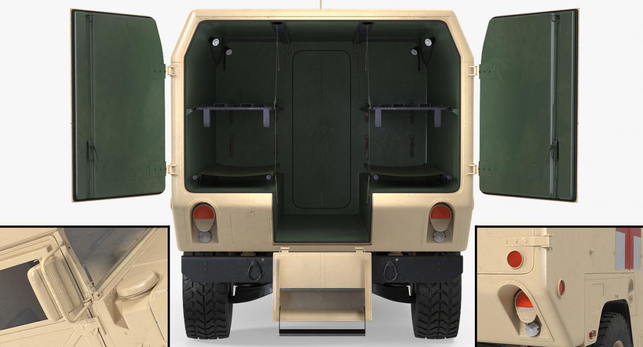 3D Ambulance Car HMMWV m997 Desert