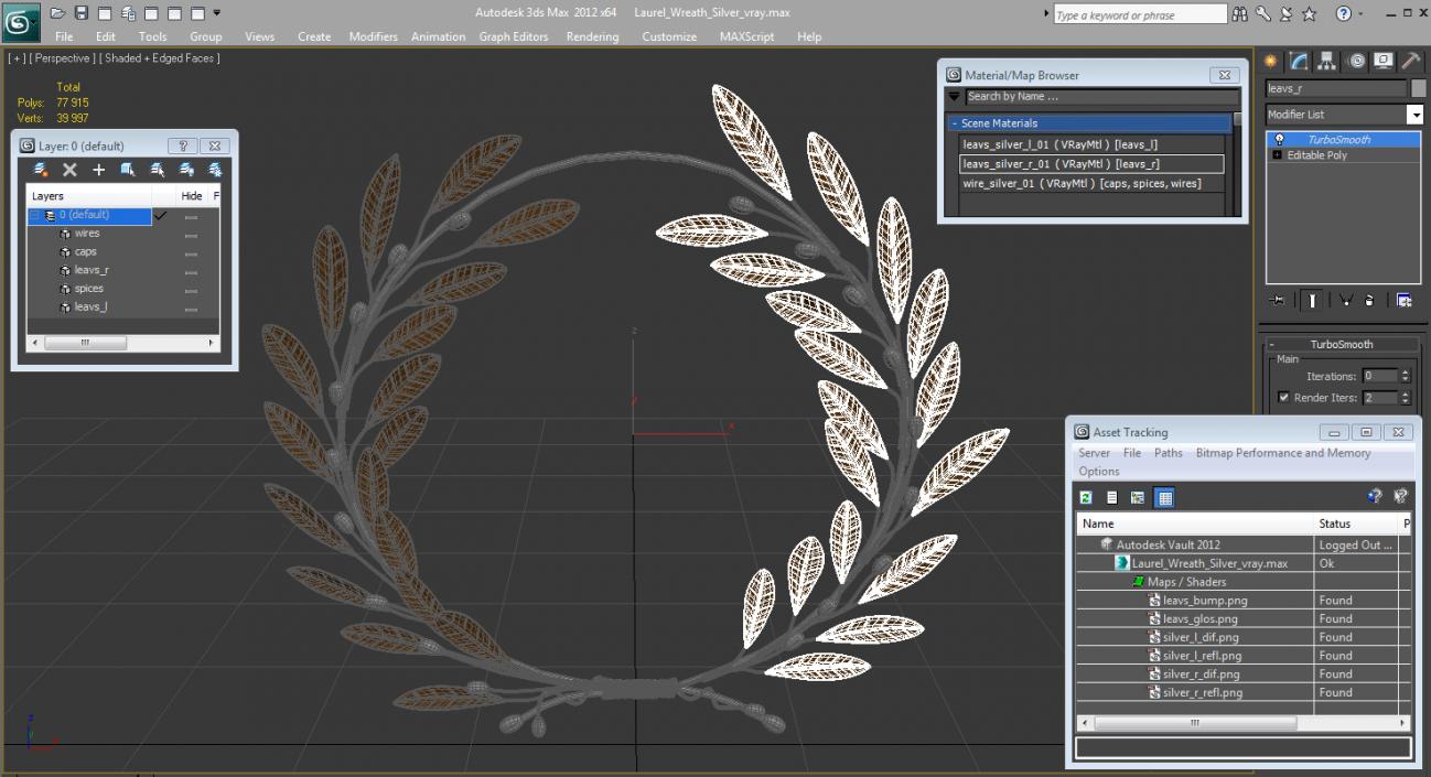 3D model Laurel Wreath Silver