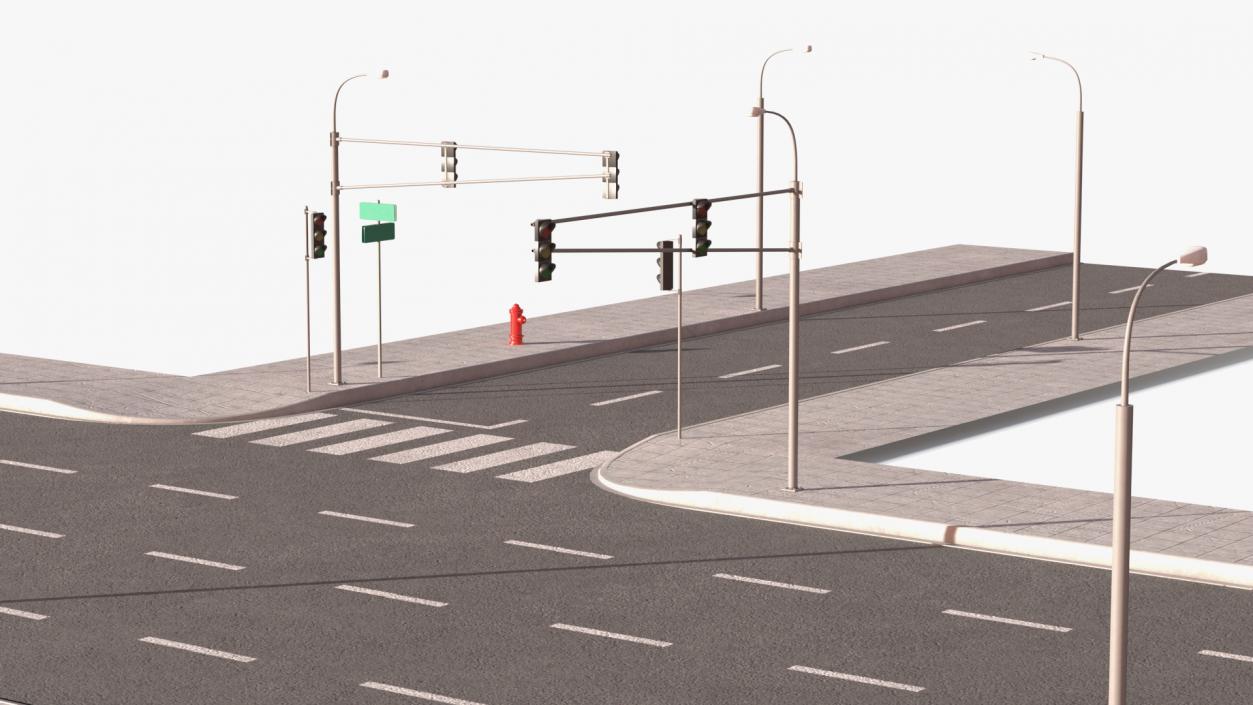 3D Connectable Highway Road Elements T-shaped Junction