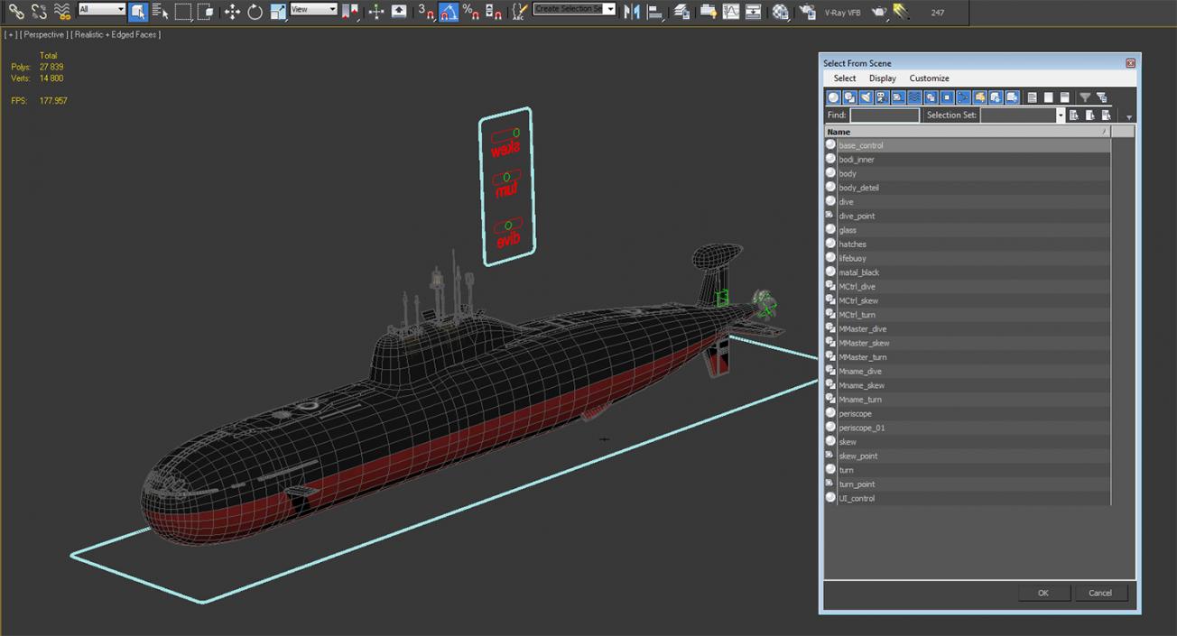 3D Nuclear Powered Attack Submarine Akula Class Rigged