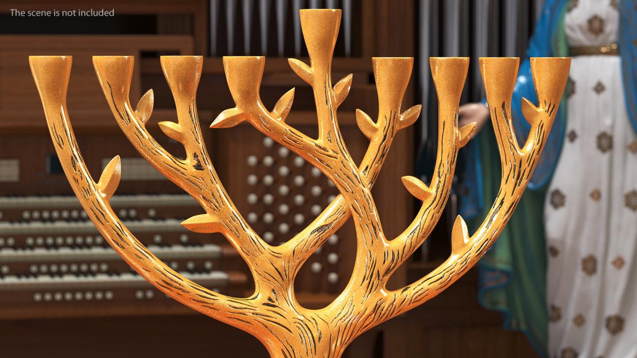 3D model Hanukkah Gold Candelabrum