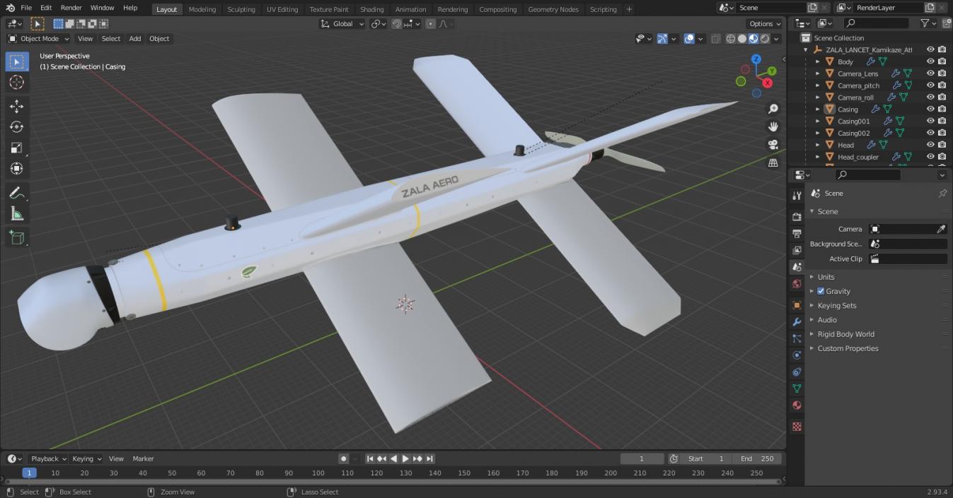 3D ZALA LANCET Kamikaze Attack Drone model
