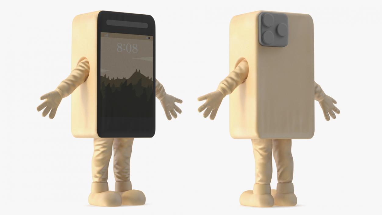 Phone Costume Character Golden Rigged 3D