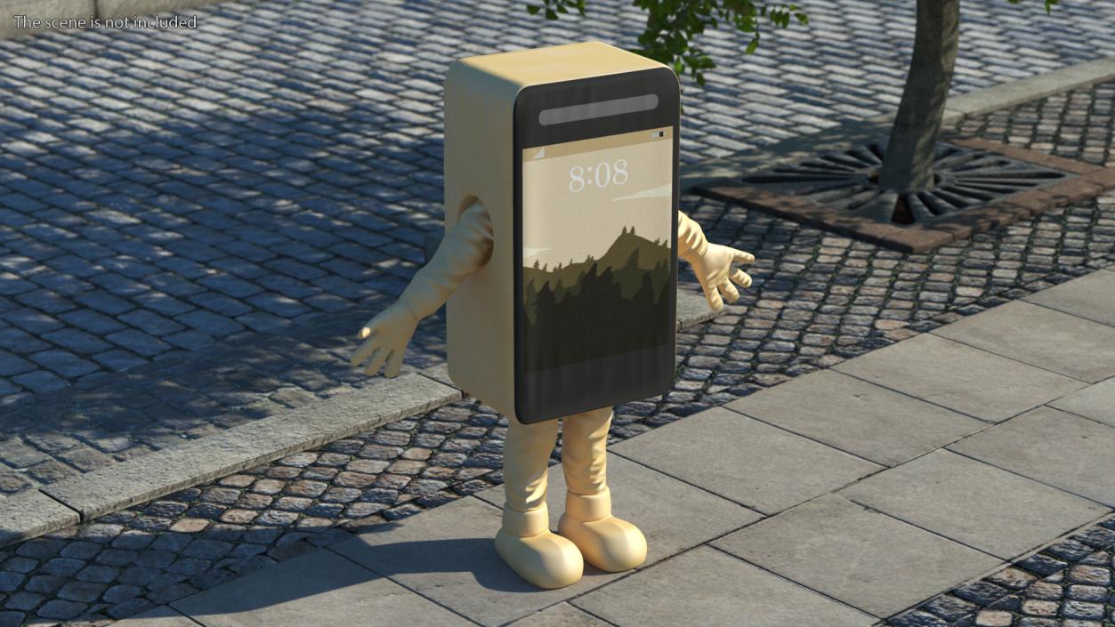 Phone Costume Character Golden Rigged 3D