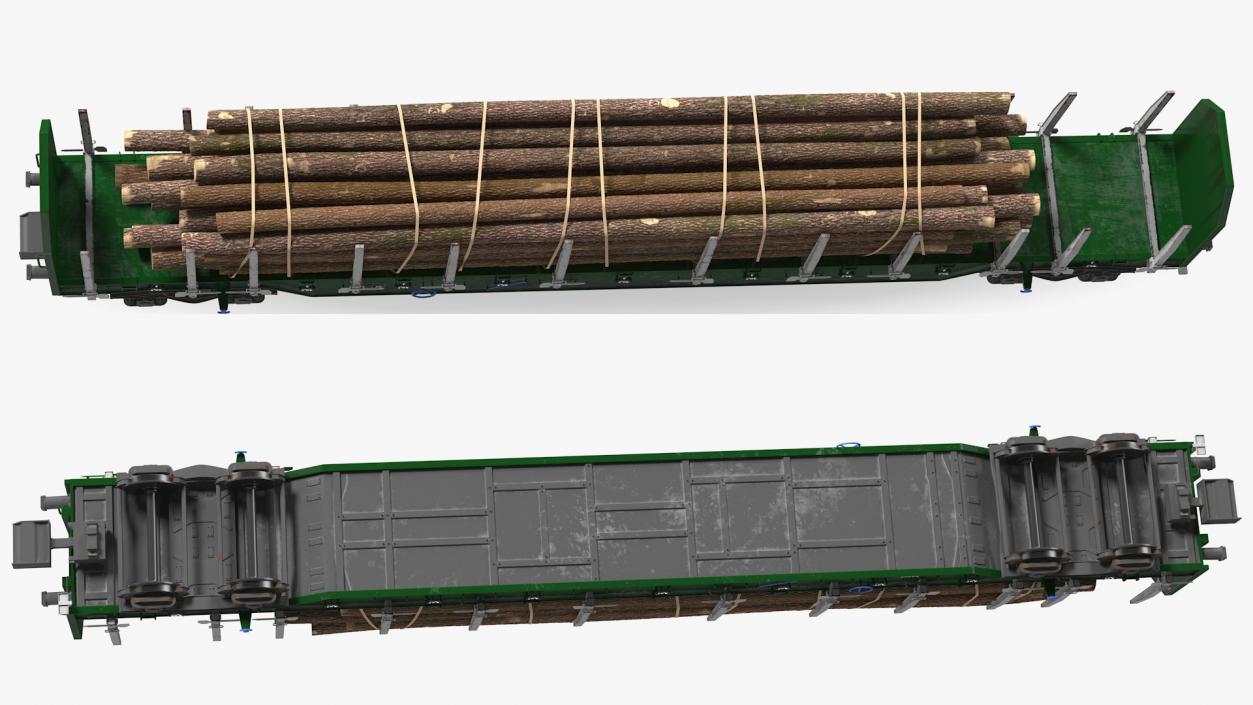 3D Stake Wagon Loaded with Logs model