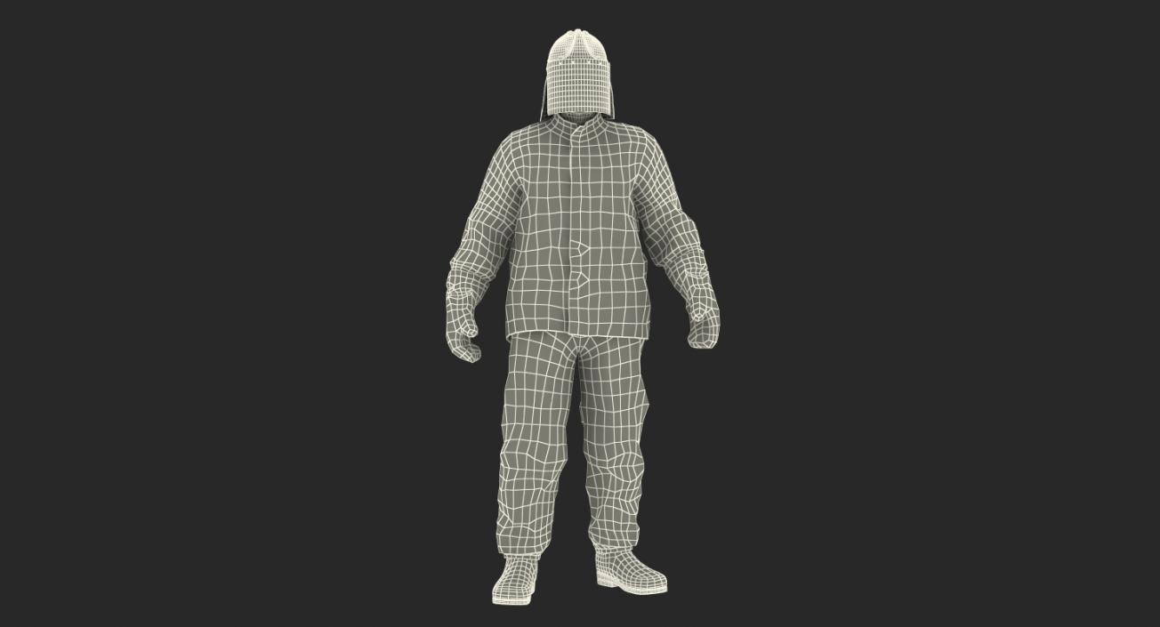 3D Firefighter Wearing Aluminum Fire Resistant Suit model