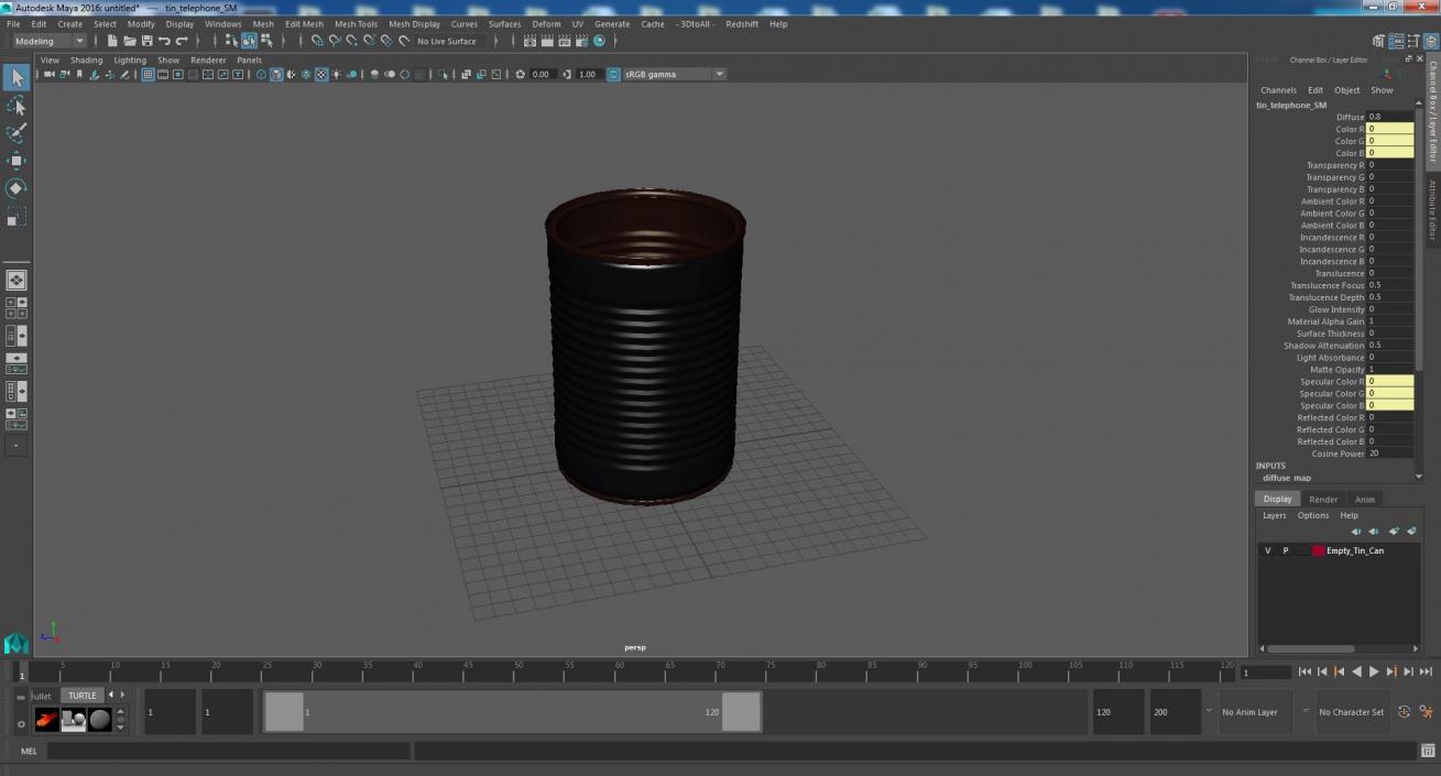 3D Empty Tin Can model