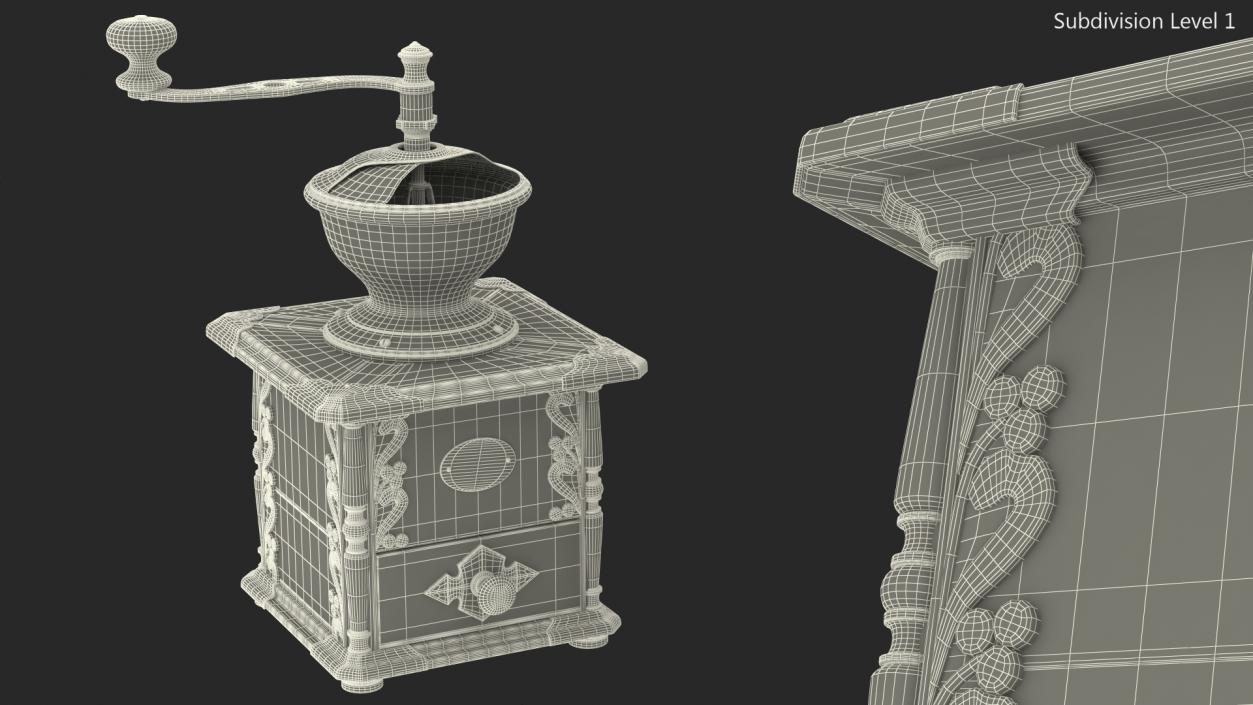 Antique Manual Coffee Grinder 3D model