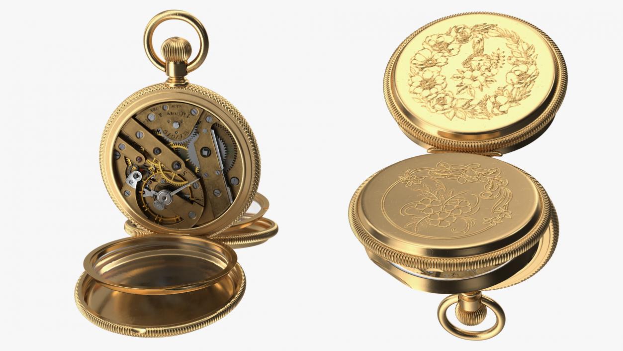 3D model Gold Tiffany Pocket Watch Open