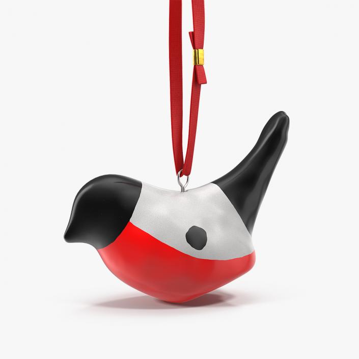Christmas Toy Bird Red with Rope 3D