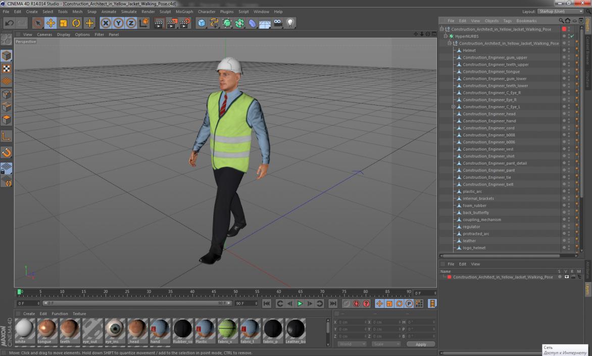 Construction Architect in Yellow Jacket Walking Pose 3D