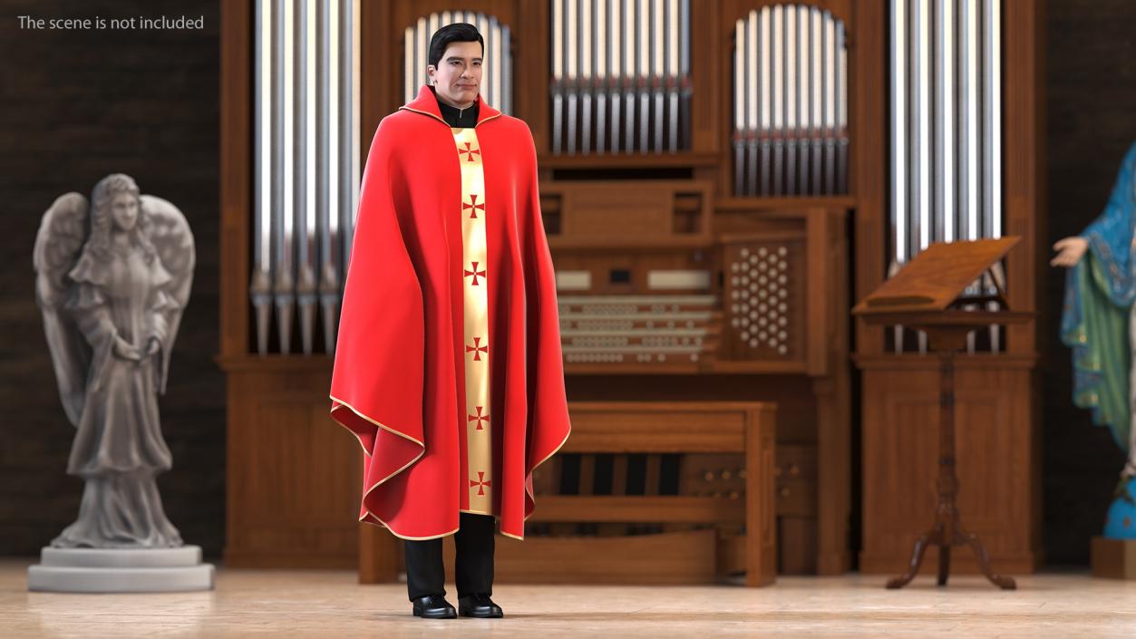 3D Clergyman with Liturgical Vestment Red Robe model