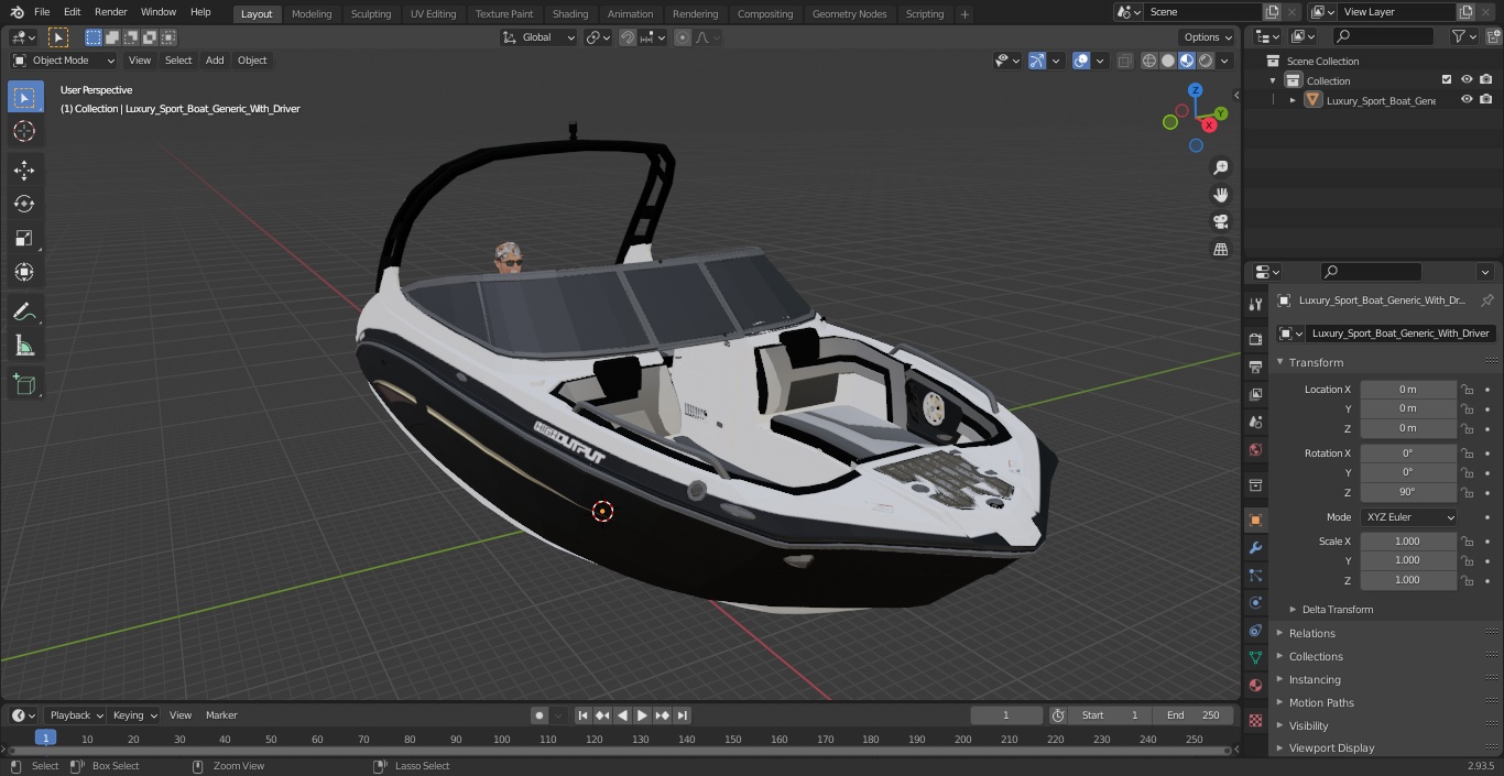 Luxury Sport Boat Generic With Driver 3D