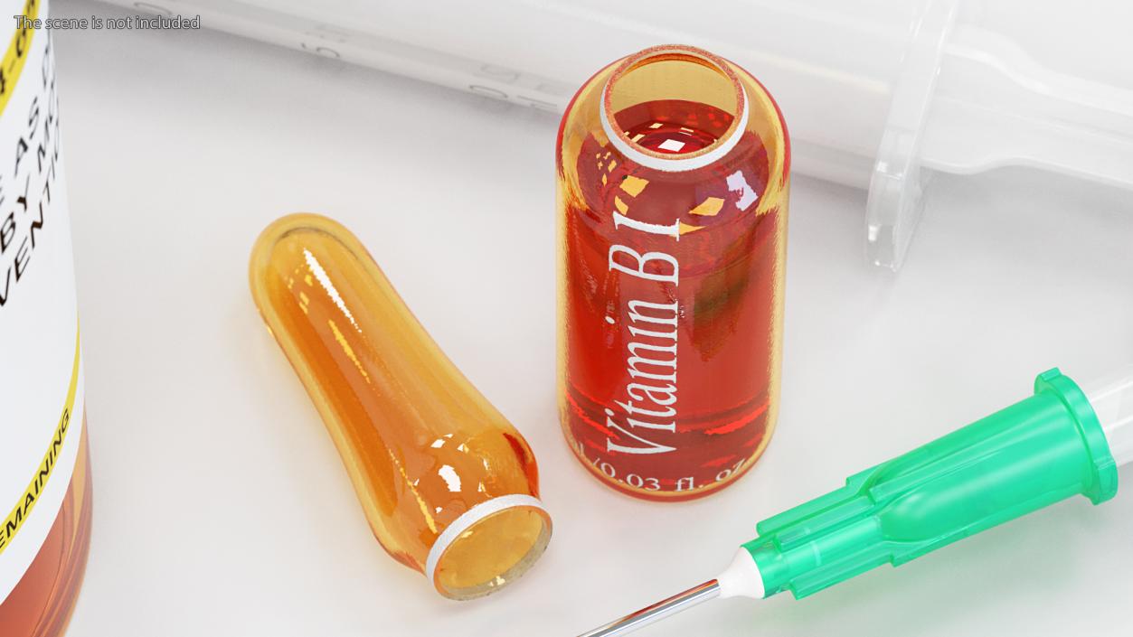 3D model Vitamin B1 1ml Amber Ampoule Opened