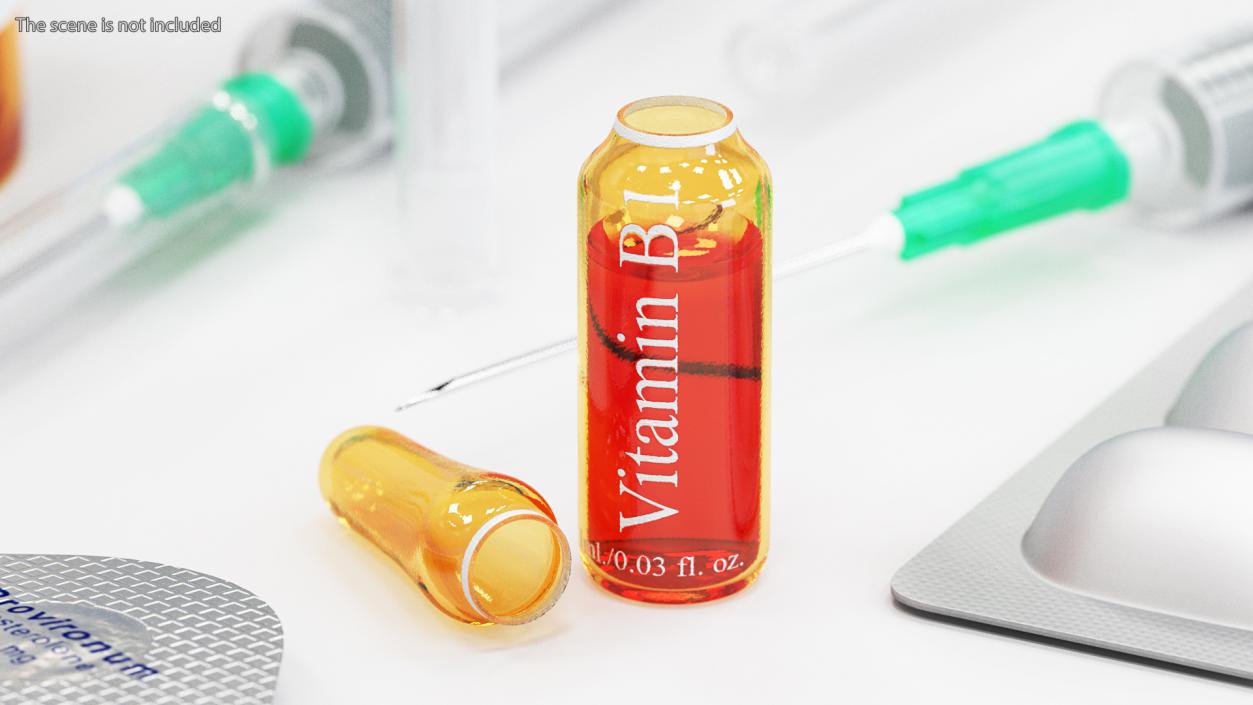 3D model Vitamin B1 1ml Amber Ampoule Opened