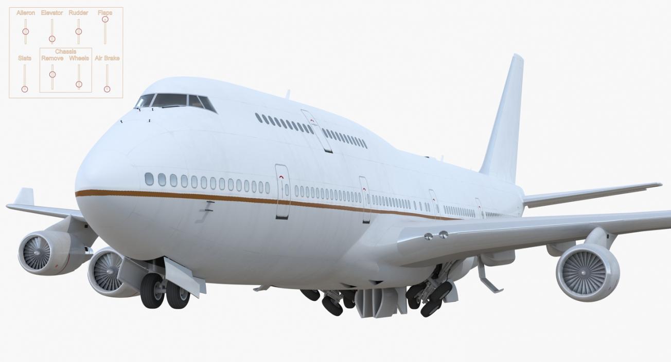 3D Boeing 747-400ER Generic Rigged