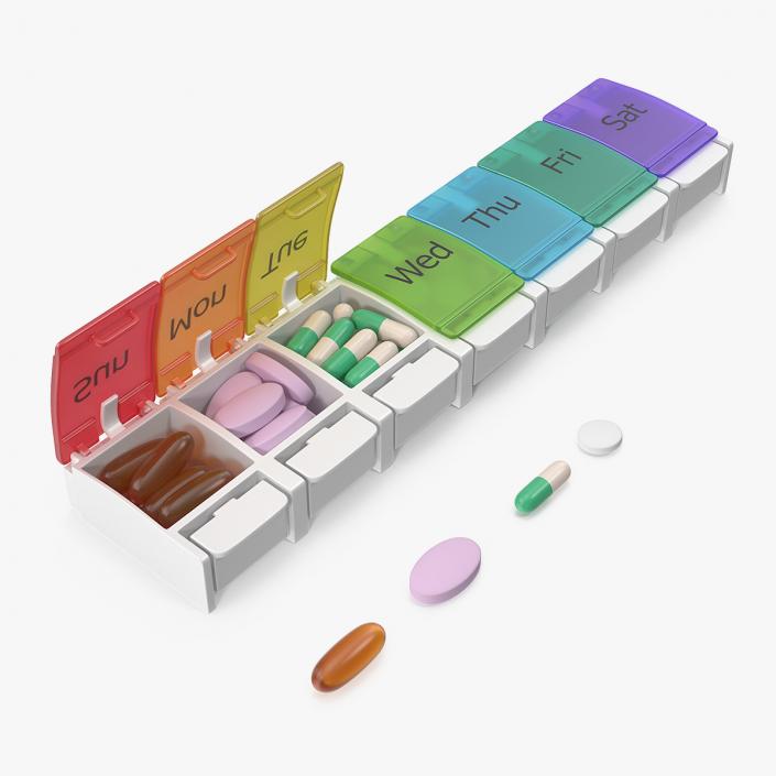 3D Weekly Pill Organizer Pill Box Case with Pills