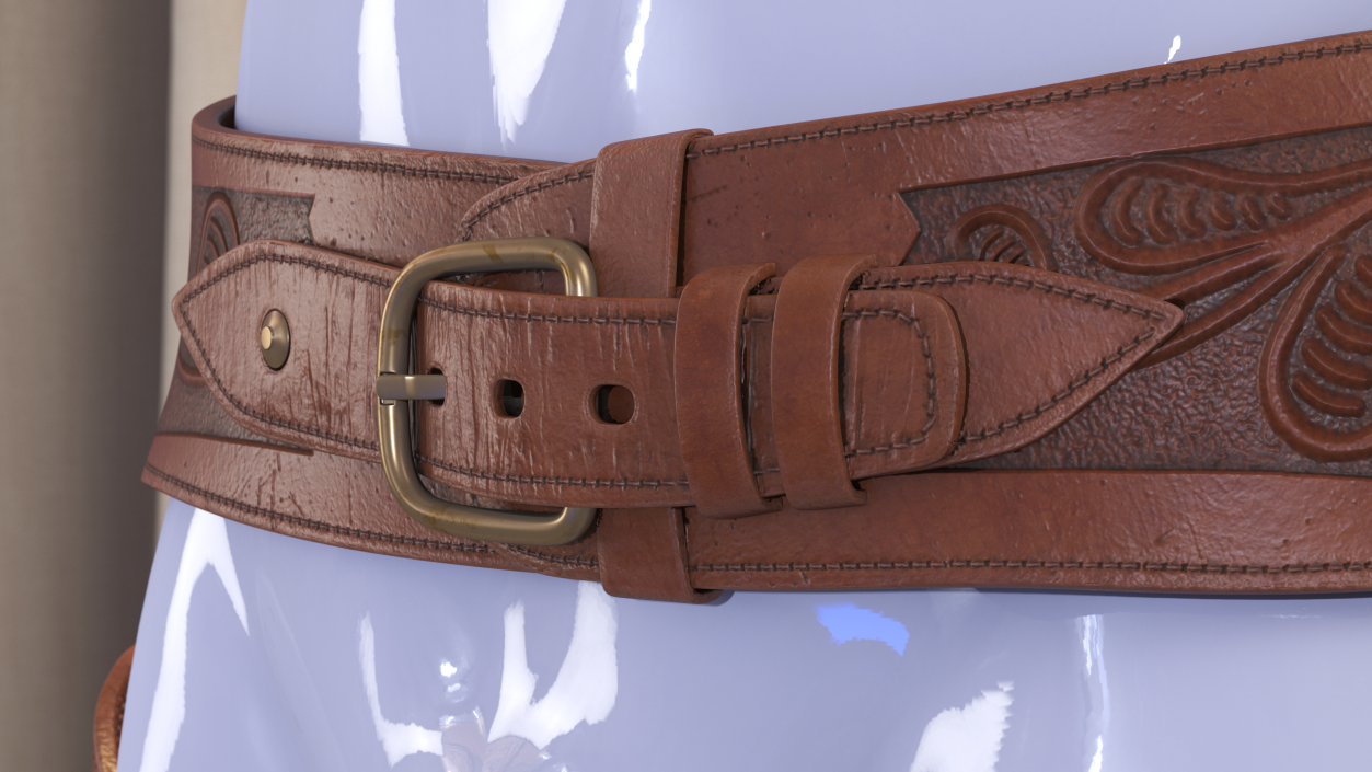 3D Leather Double Gun Belt model