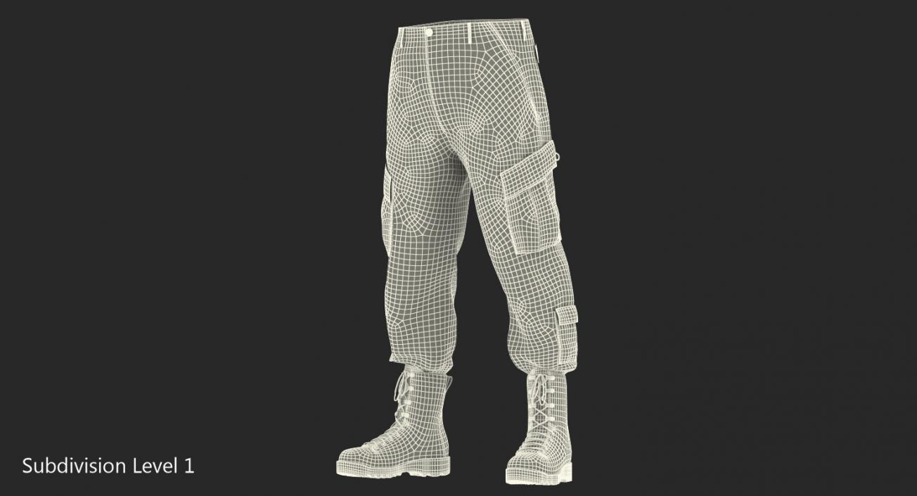 3D model Army ACU Pants with Boots