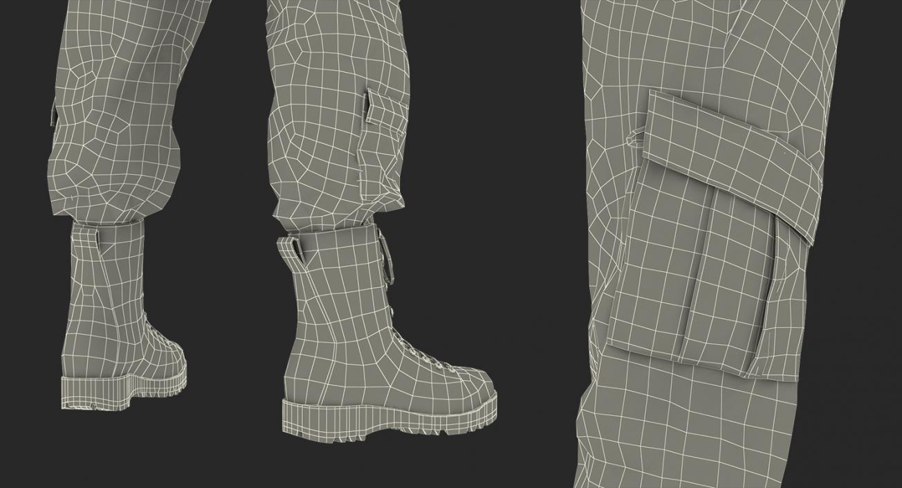 3D model Army ACU Pants with Boots