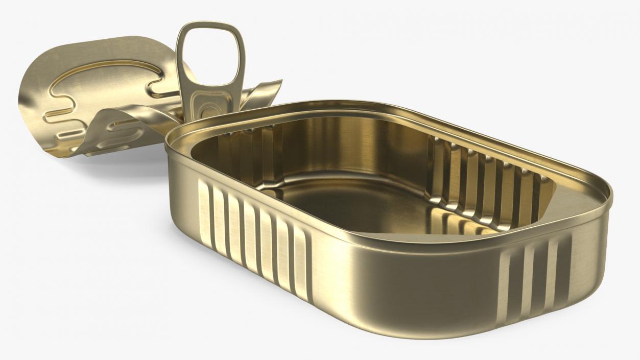 Open Rectangular Pull Ring Tin Can 3D model