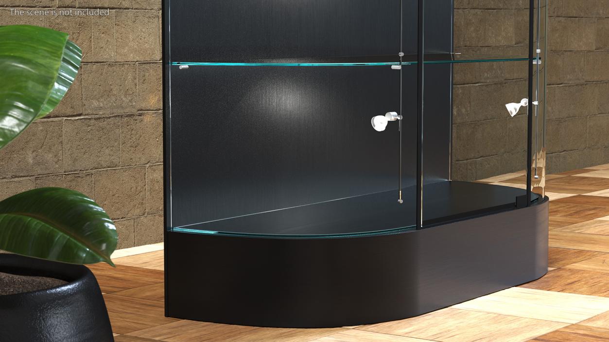 3D model Curved Wall Display Case Black