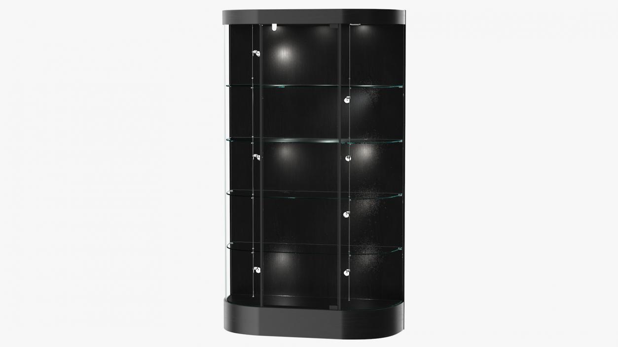 3D model Curved Wall Display Case Black