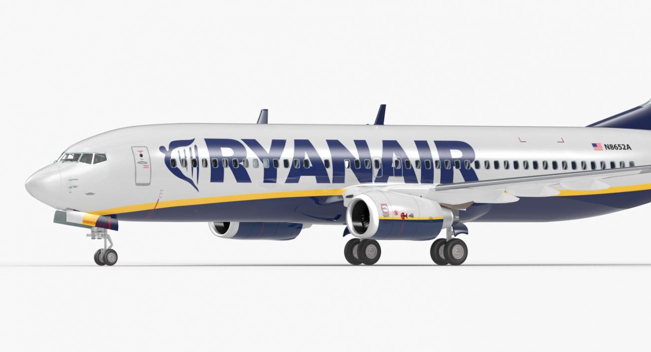 3D Boeing 737-800 with Interior Ryanair Rigged model