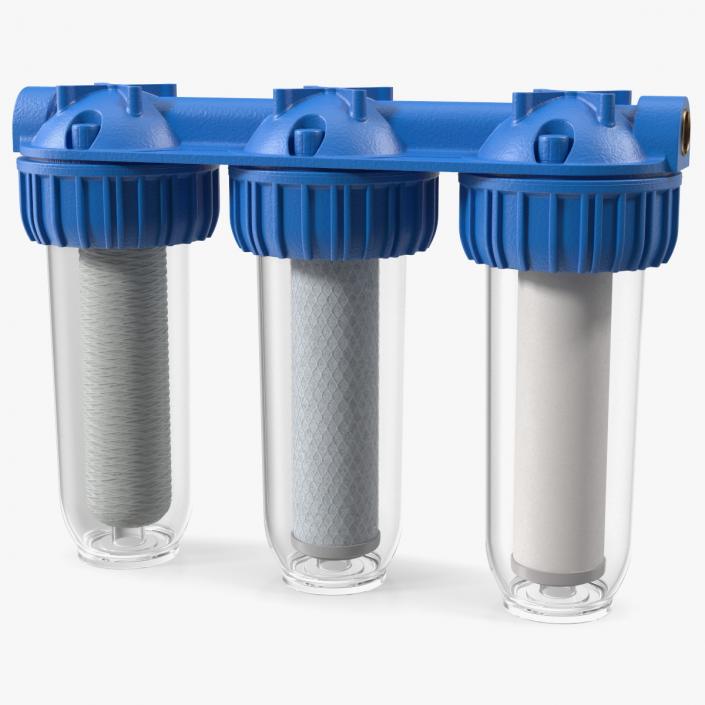 3D Triple Stage Water Filter Housing with Filters