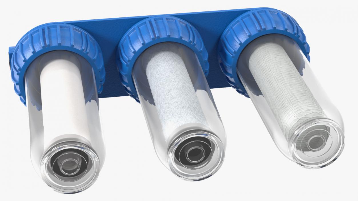 3D Triple Stage Water Filter Housing with Filters