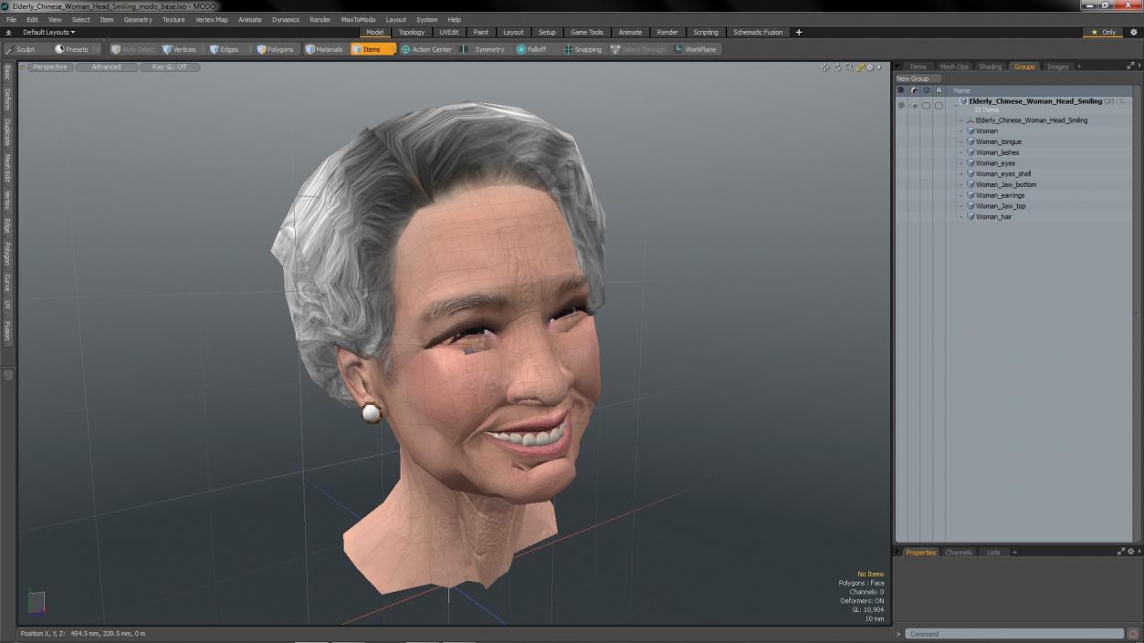 Elderly Chinese Woman Head Smiling 3D model