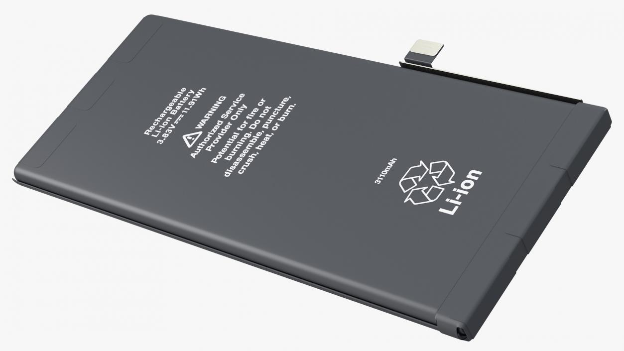 3D Lithium Ion Battery 3Ah for Smartphone model