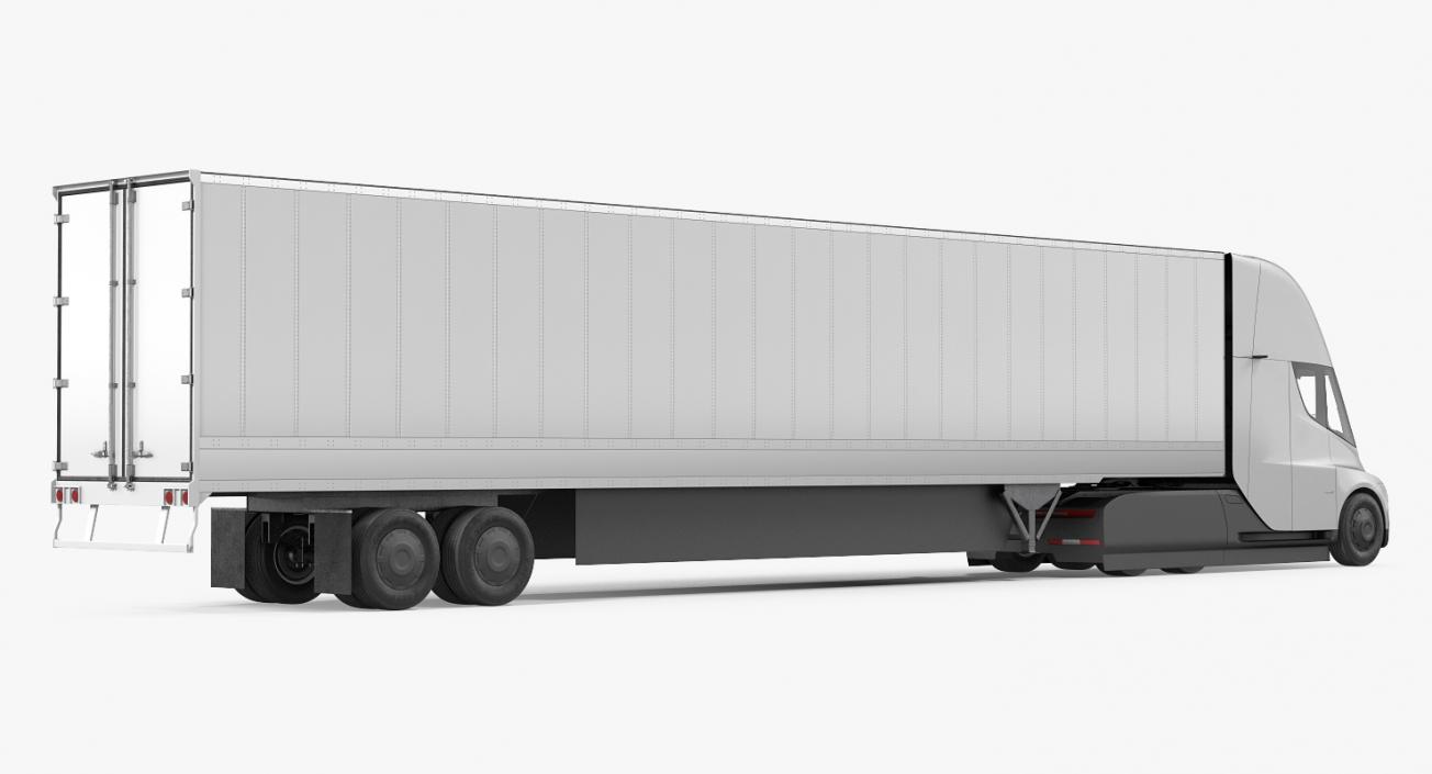 3D model Tesla Semi Truck with Trailer Simple Interior