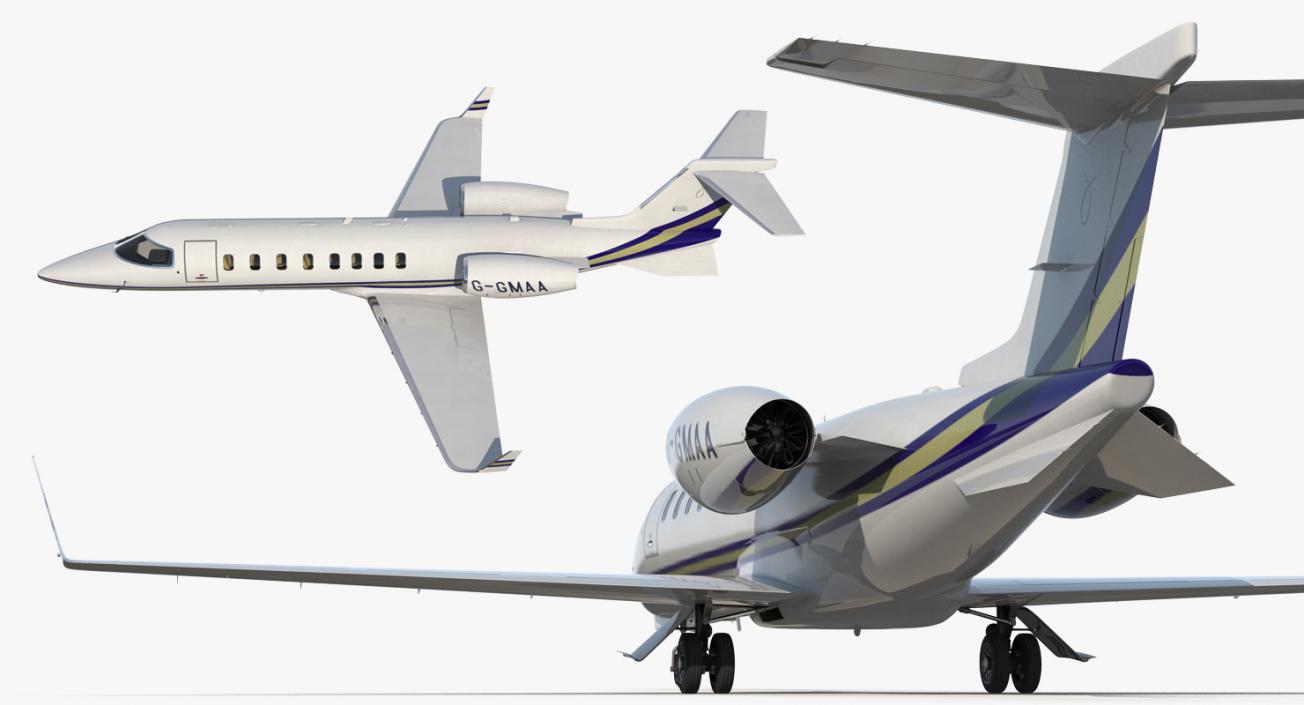 3D Business Jet Bombardier Learjet 45 Rigged