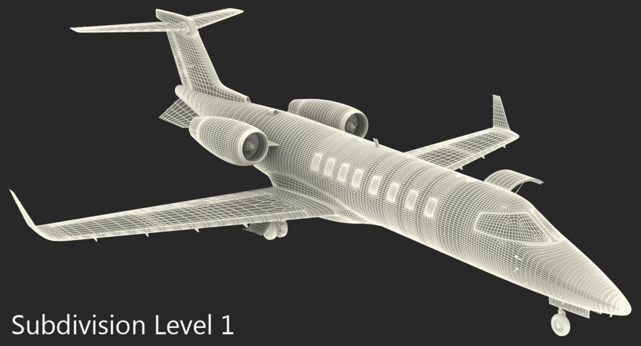 3D Business Jet Bombardier Learjet 45 Rigged