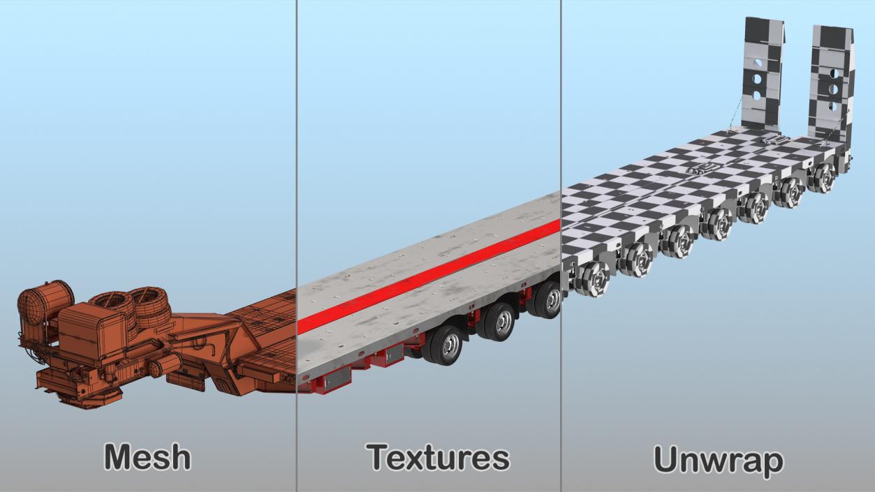 3D Steerable Heavy Transport Trailer model