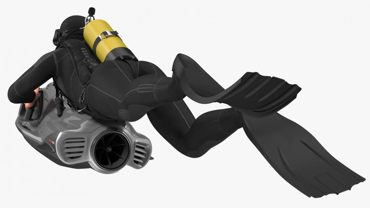 Diver with Seabob F5SR Personal Watercraft Rigged  for Maya 3D model
