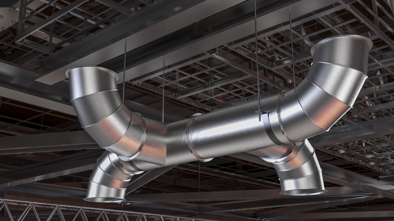 3D model Ventilation Shaft Pipe System Components