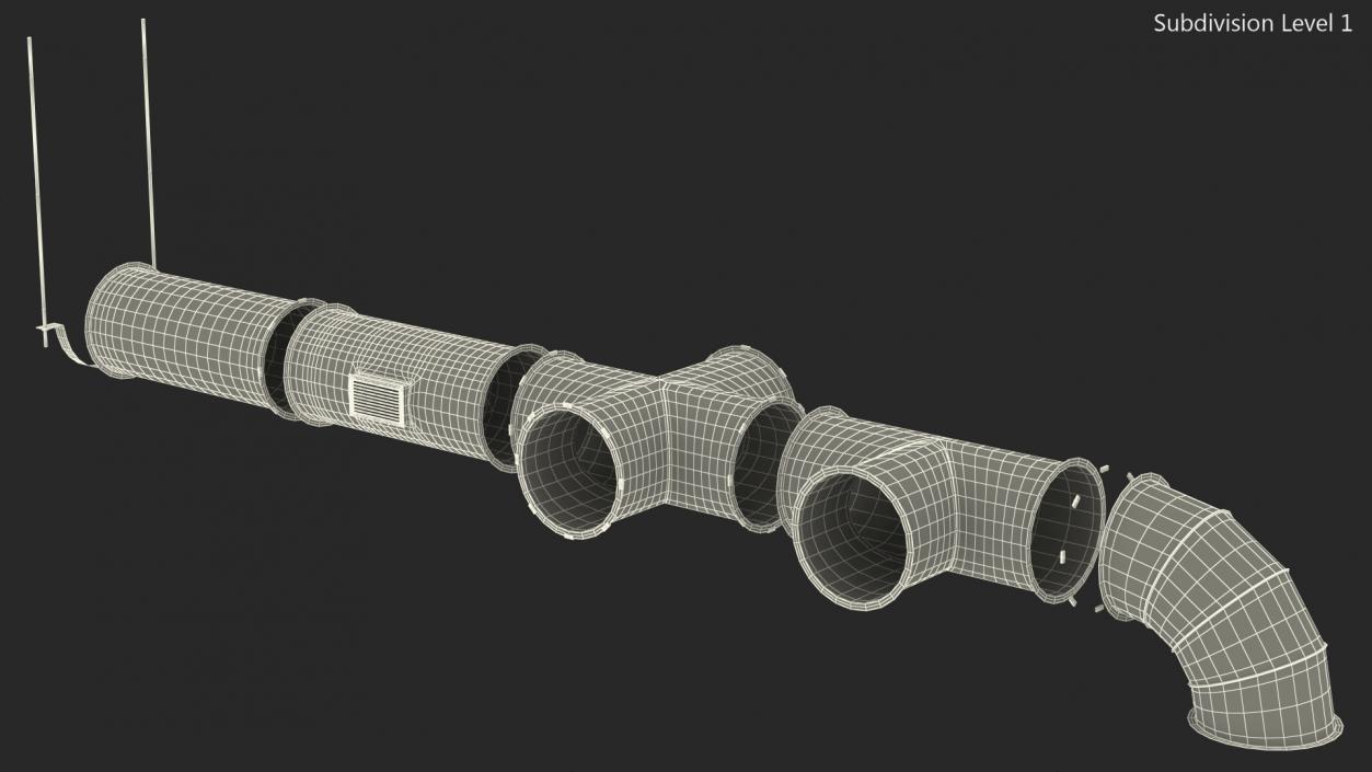 3D model Ventilation Shaft Pipe System Components