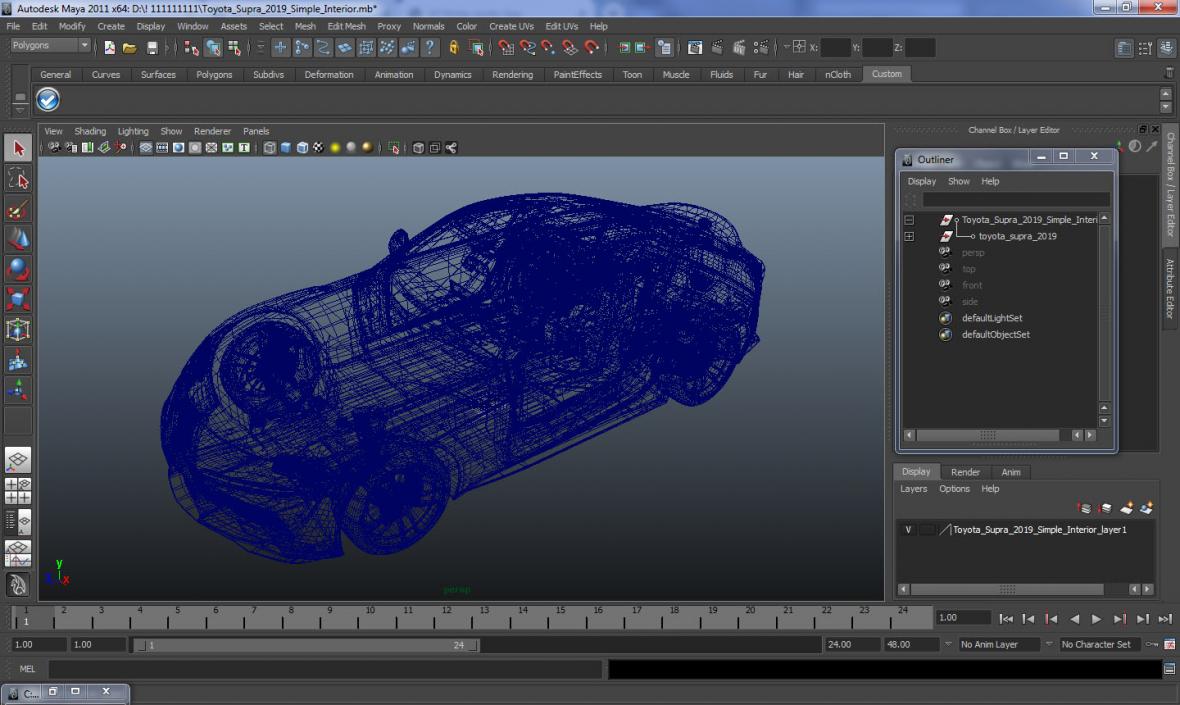 3D Toyota Supra 2019 Simple Interior model