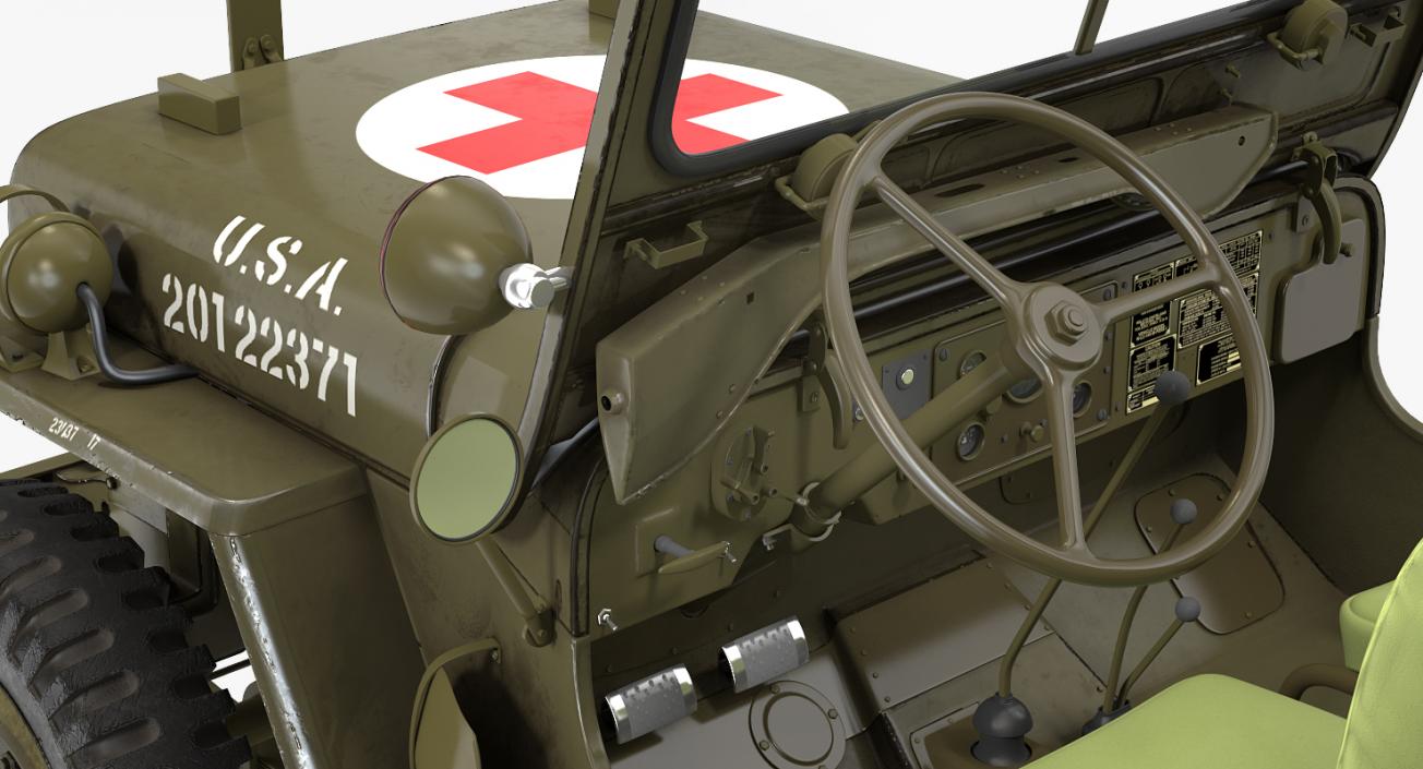 3D Jeep Willys MB Ambulance Rigged
