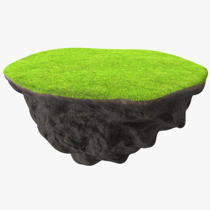 Round Soil Ground Cross Section with Green Grass Fur 3D