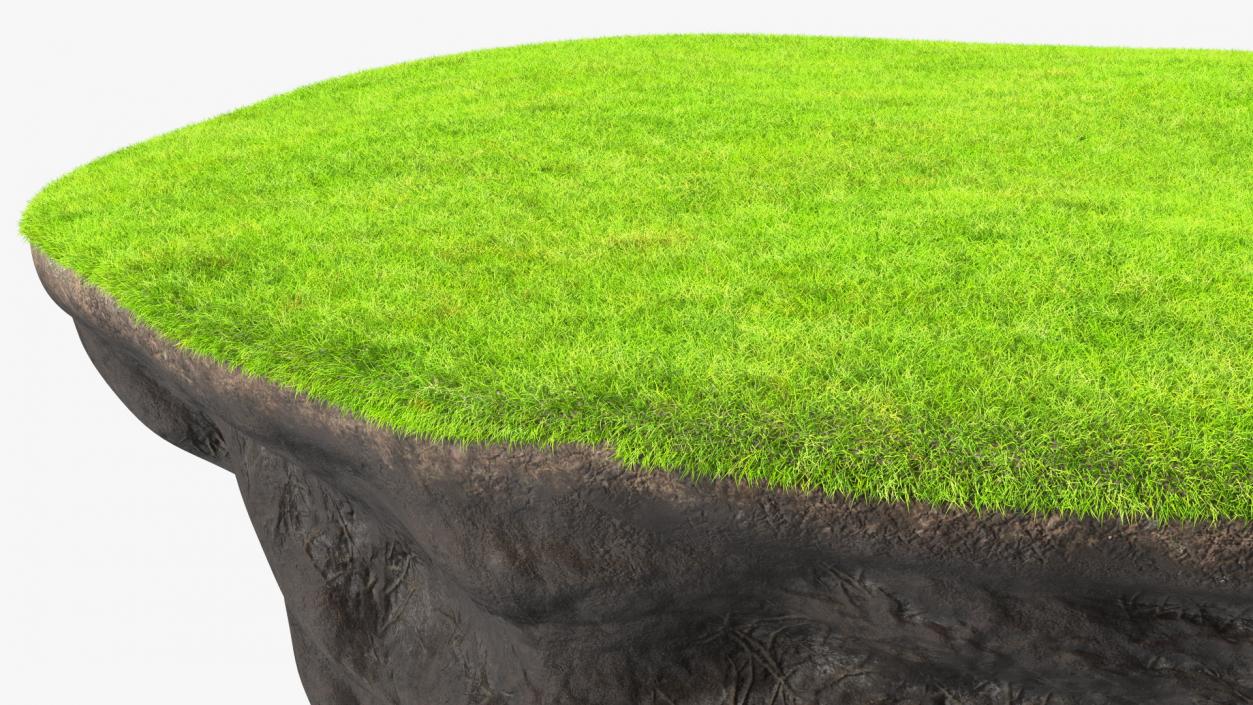 Round Soil Ground Cross Section with Green Grass Fur 3D