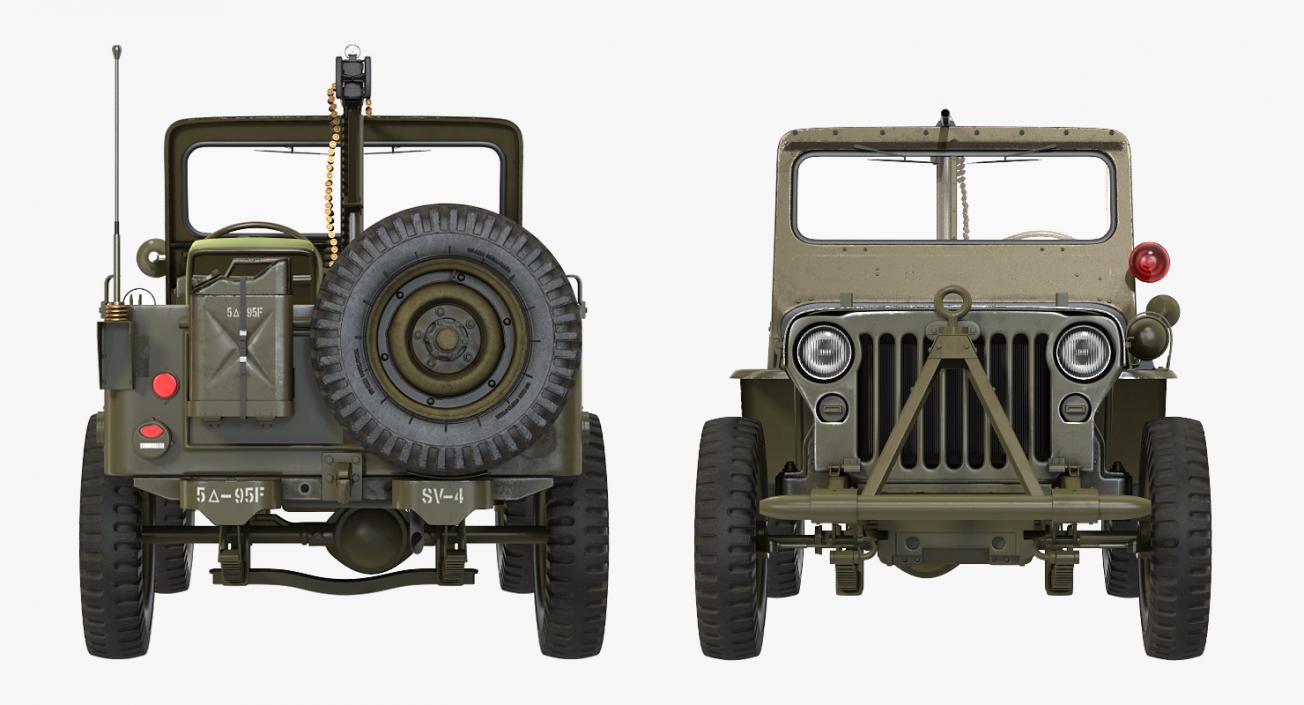 US Army Jeep Willys MB Rigged 3D model