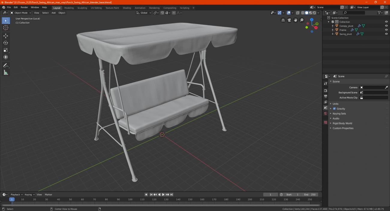 Porch Swing African 3D model