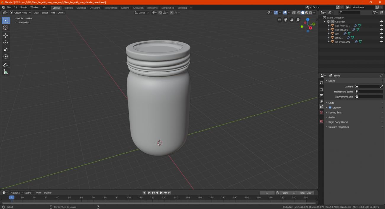 3D Glass Jar with Jam model