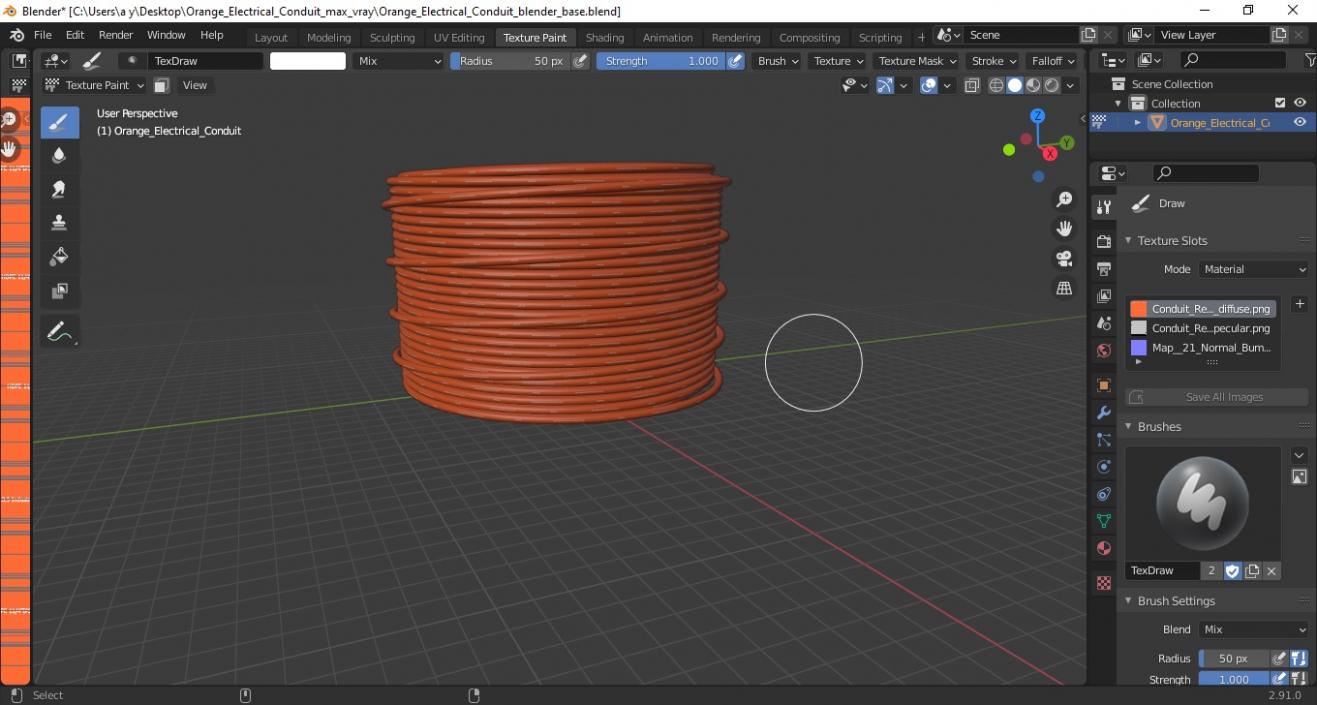 3D model Orange Electrical Conduit