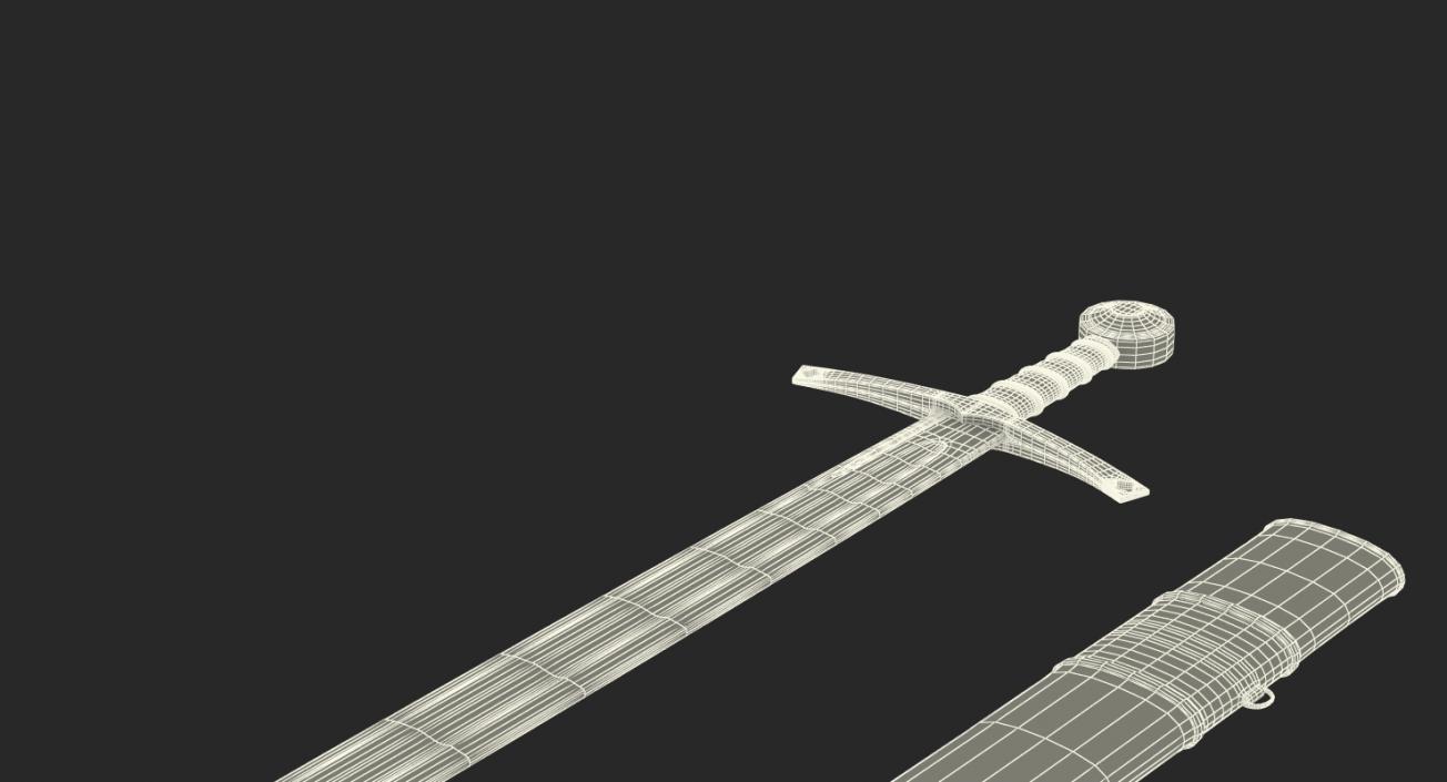 3D Falchion Sword with Sheath