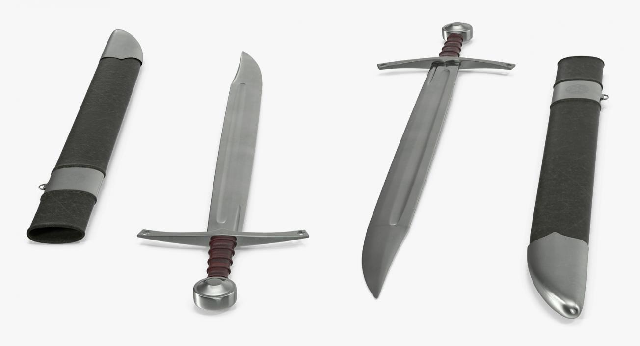 3D Falchion Sword with Sheath