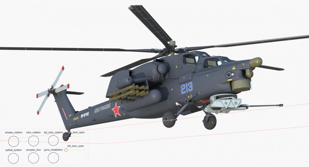 Attack Helicopter MI 28H Havoc Rigged 3D